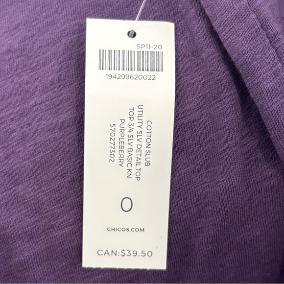 NWT Chico's The Ultimate Tee Women's Cotton Slub Top In Purpleberry Size Small - Picture 5 of 6